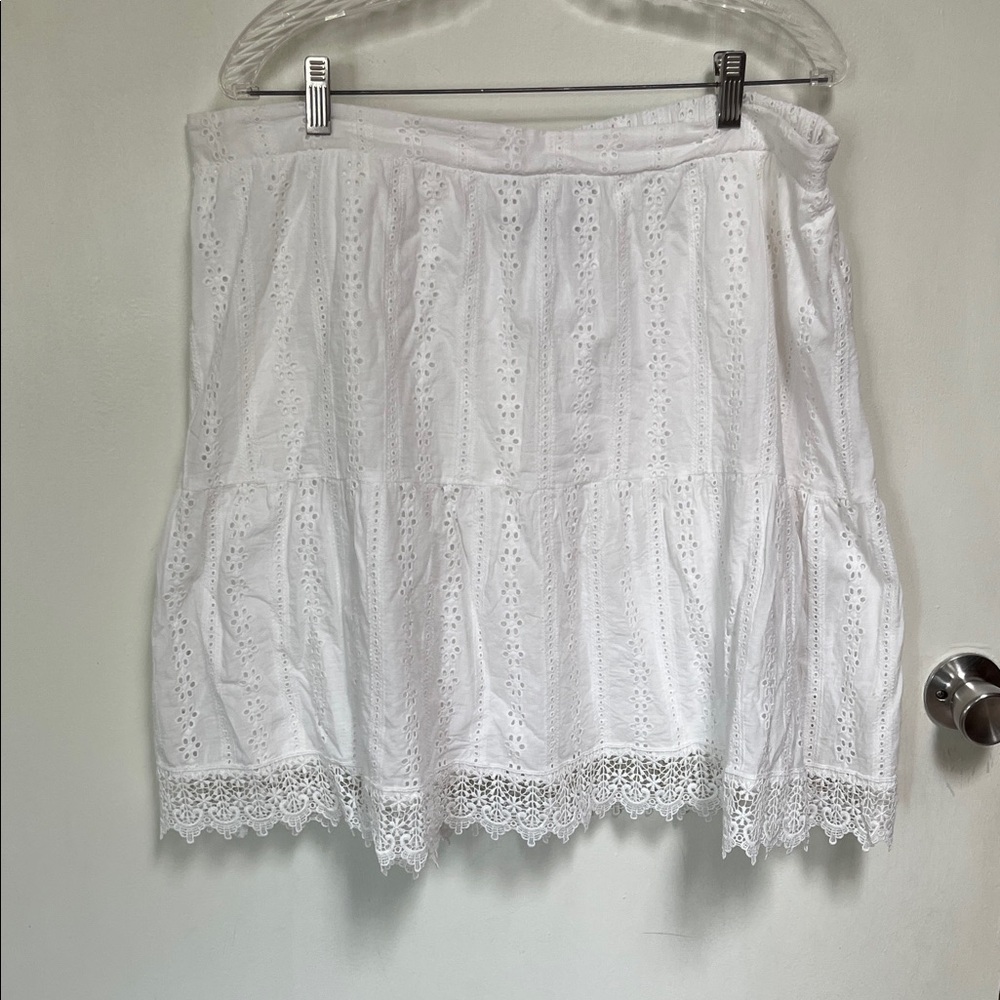 Lane Bryant White Eyelet A-Line Skirt